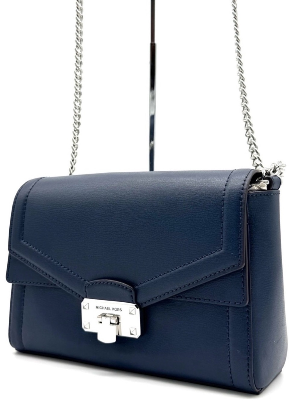 Michael Kors Kinsley Medium Shoulder Flap Crossbody Bag Navy Blue